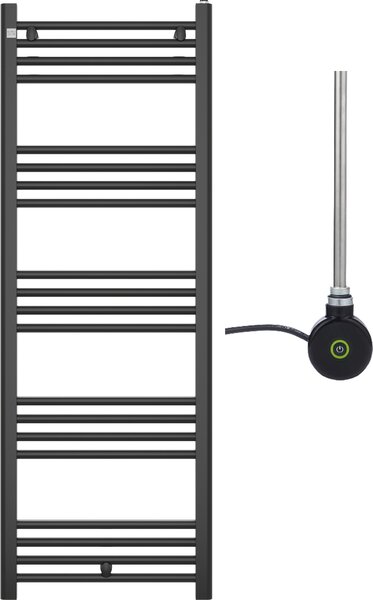 Granitan | Kúpeľňový radiátor PUERTO - 140/50 cm - čierny - moderný dizajn - s elektrickou vykurovacou patrónou