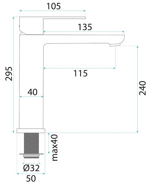 Rea Logan, vysoká umývadlová batéria h-295 mm, brúsená oceľ, REA-B6684