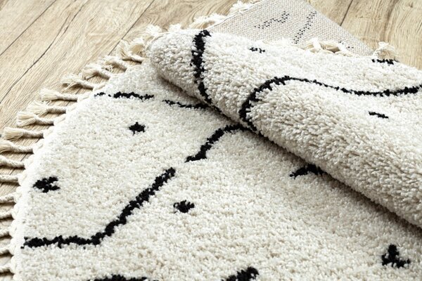 Dywany Łuszczów, Kusový koberec Berber Tetuan B751 cream kruh, 120x120 (priemer) kruh, biela, obývacia izba