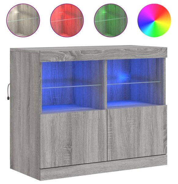 Komoda s LED svetlami sivá sonoma 81x37x67 cm