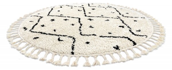 Dywany Łuszczów, Kusový koberec Berber Tetuan B751 cream kruh, 120x120 (priemer) kruh, biela, obývacia izba
