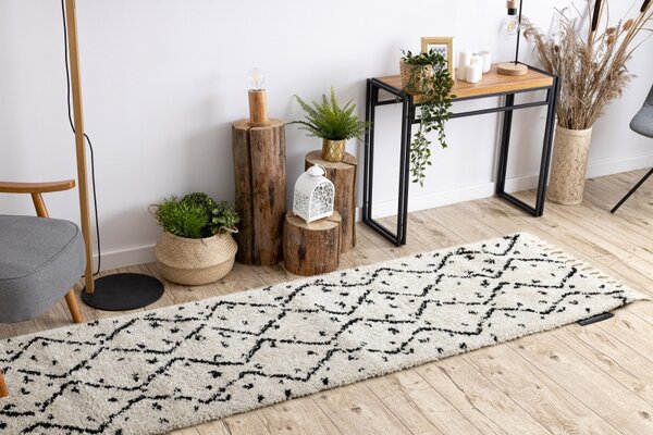 Dywany Łuszczów, Behúň Berber Tetuan B751 cream, 60x200, biela, obývacia izba