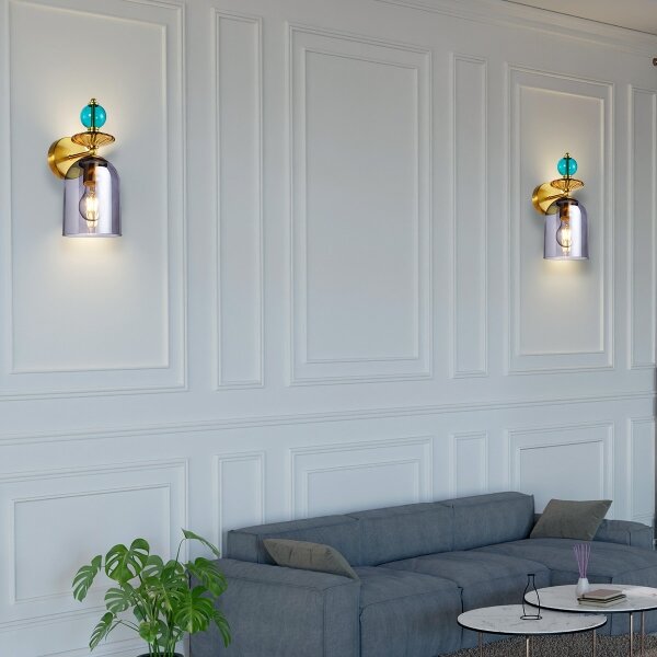 Nástenná lampa TROPEA 1xE27/15W/230V zlatá/modrá/dymová béžová/sivá