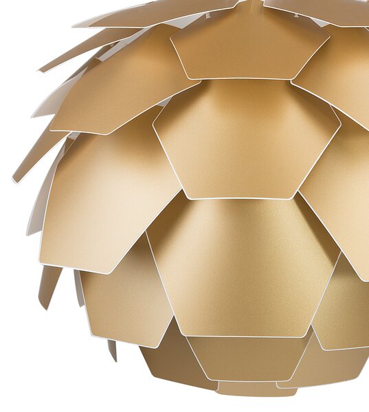 Závesná lampa zlatá syntetický materiál okrúhle tienidlo tvar borovicovej šišky na strop moderný škandinávsky štýl obývačka detská izba