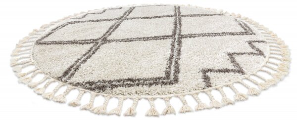 Dywany Łuszczów , Kusový koberec Berber Asila cream and brown kruh, 120x120 (priemer) kruh, hnedá, obývacia izba