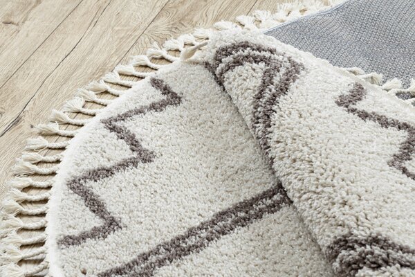 Dywany Łuszczów , Kusový koberec Berber Asila cream and brown kruh, 120x120 (priemer) kruh, hnedá, obývacia izba