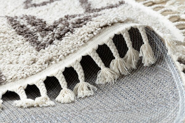 Dywany Łuszczów , Kusový koberec Berber Asila cream and brown kruh, 120x120 (priemer) kruh, hnedá, obývacia izba