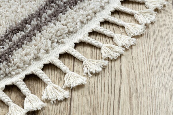 Dywany Łuszczów , Kusový koberec Berber Asila cream and brown kruh, 120x120 (priemer) kruh, hnedá, obývacia izba