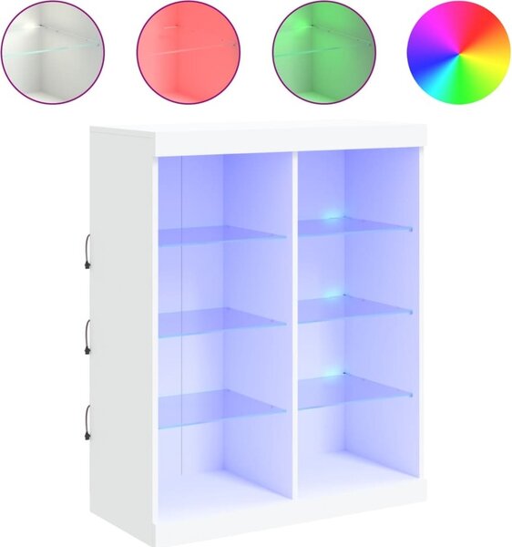 Komoda s LED svetlami biela 81x37x100 cm