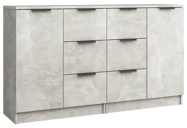Komody 2 ks betónové sivé 60x30x70 cm spracované drevo