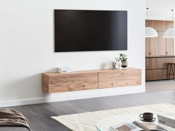 Závesná skrinka pod TV hnedá 180 cm tv stolík na stenu minimalistický dizajn obývacia izba