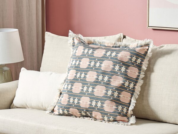 Dekoratívny vankúš viacfarebný bavlna polyester 60 x 60 cm geometrický abstraktný vzor s potlačou moderný dizajn doplnky