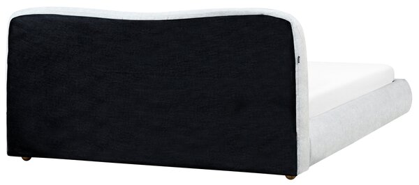 Posteľ s úložným priestorom svetlosivá polyesterové čalúnenie 180 x 200 cm minimalistický moderný dizajn spálňa