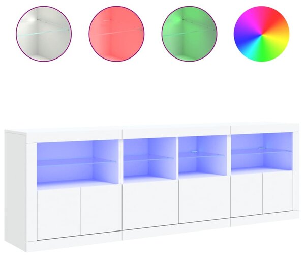 Komoda s LED svetlami biela 202x37x67 cm