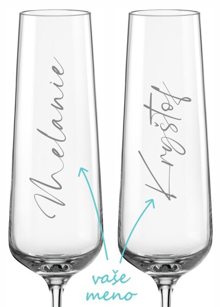 Poháre na sekt k výročiu Calligraphy style 2 ks