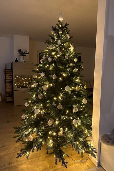 Svietiaci umelý vianočný stromček NORDMANN LED, výška 210 cm, plast, zelená