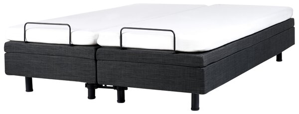 Elektricky polohovateľná posteľ tmavosivá polyester 160 x 200 cm diaľkové ovládanie nastaviteľná posteľ bez čela moderný štýl spálňa