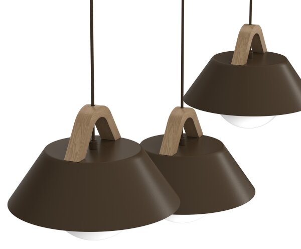 Luster na lanku FUNDA 3xE27/15W/230V hnedá