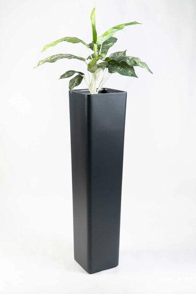 Vysoký kvetináč ALTEZA, sklolaminát, výška 100 cm, farba čierna