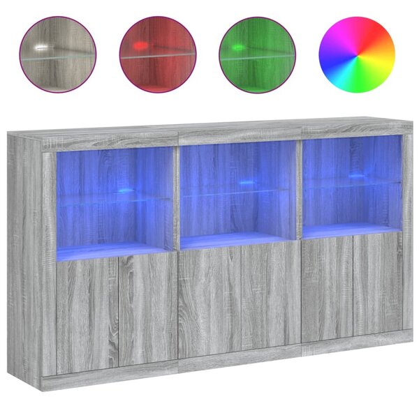 Komoda s LED svetlami sivá sonoma 181,5x37x100 cm