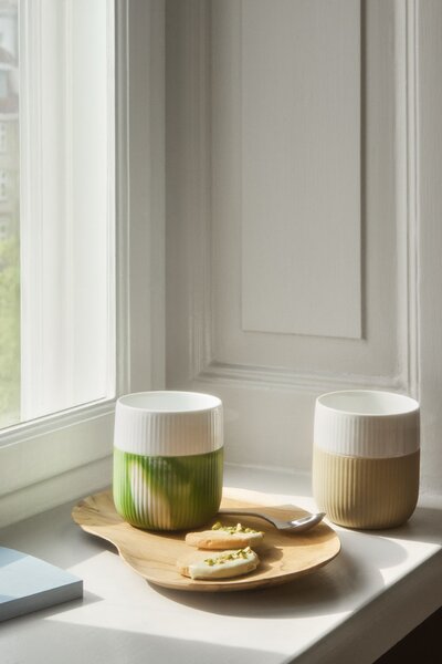 Porcelánový hrnček Fluted Contrast Sand 350 ml