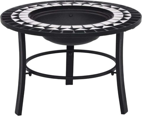 Mozaikové ohnisko, čierno biele 68 cm, keramika