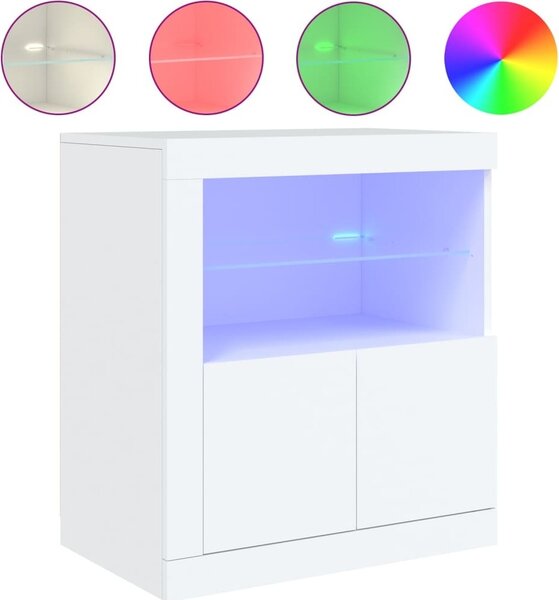Komoda s LED svetlami biela 60,5x37x67 cm