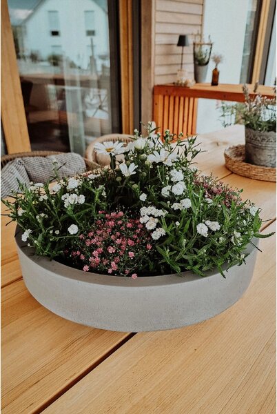 Kvetináč ESCADA LOW, sklolaminát, Ø 45 cm, sivá - beton design