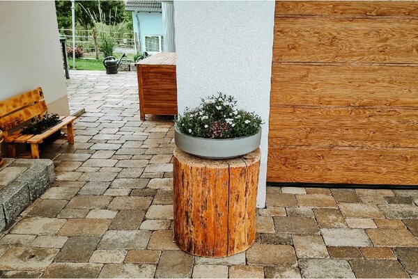 Kvetináč ESCADA LOW, sklolaminát, Ø 45 cm, sivá - beton design