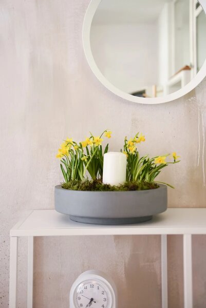Kvetináč ESCADA LOW, sklolaminát, Ø 45 cm, sivá - beton design