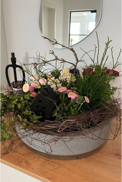 Kvetináč ESCADA LOW, sklolaminát, Ø 45 cm, sivá - beton design