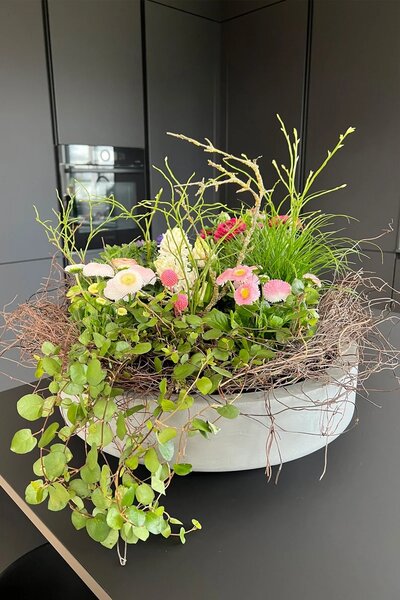 Kvetináč ESCADA LOW, sklolaminát, Ø 45 cm, sivá - beton design