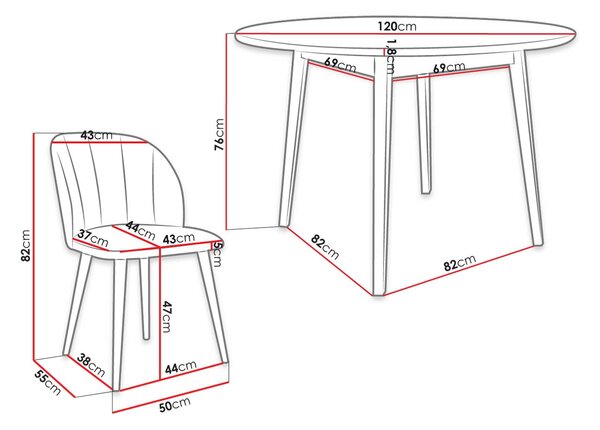 Okrúhly jedálenský stôl 120 cm so 4 stoličkami NOWEN 1 - prírodné drevo / béžový