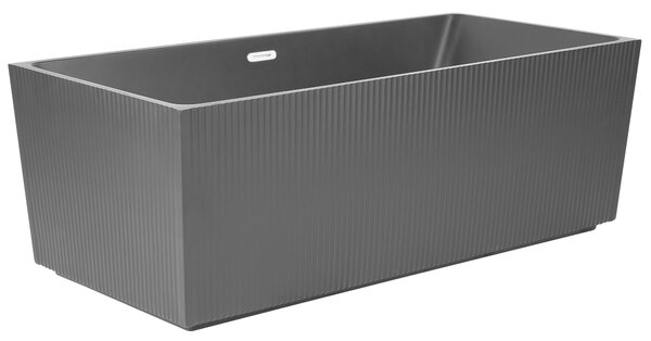 Obdĺžniková voľne stojaca vaňa matná čierna akrylátová 170 x 80 cm drážkovaná povrchová úprava moderný štýl kúpeľňa