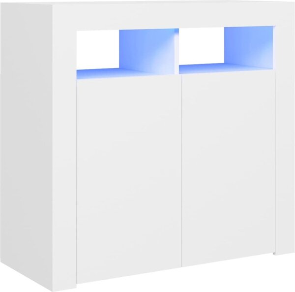 Komoda s LED svetlami biela 80x35x75 cm