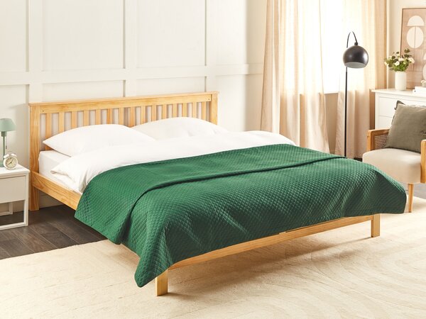 Prikrývka na posteľ zelená polyester 220 x 240 cm reliéfny vzor deka pléd klasický štýl spálňa