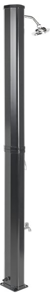 Záhradná solárna sprcha čierna a strieborná PVC dažďová hlavica vonkajší sprchový stĺp moderná záhrada