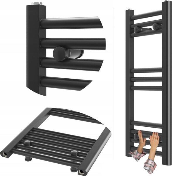 Granitan | Kúpeľňový radiátor Breno - 30/70 cm - čierny - štýlový - praktický - minimalistický