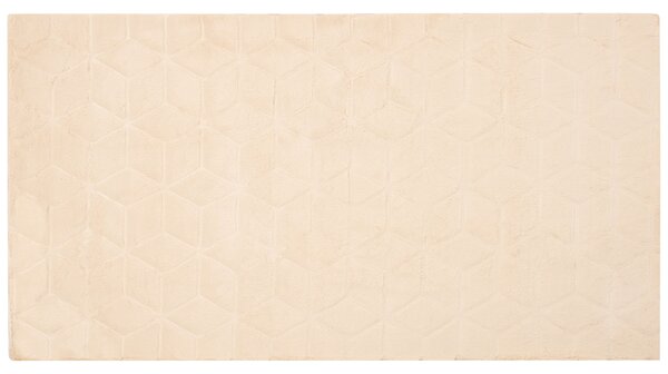 Koberec z umelej zajačej kožušiny béžový 80 x 150 cm umelá polyesterová kožušina mäkký huňatý s vysokým vlasom