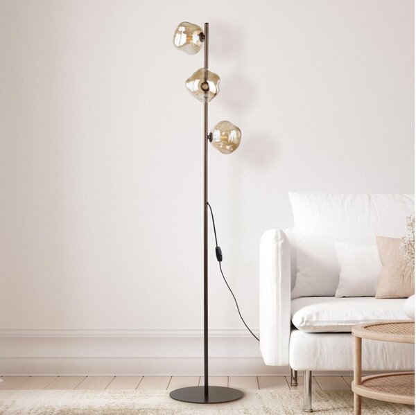 Brilagi - Stojacia lampa VULCANO 3xG9/8W/230V bronzová/dymová béžová