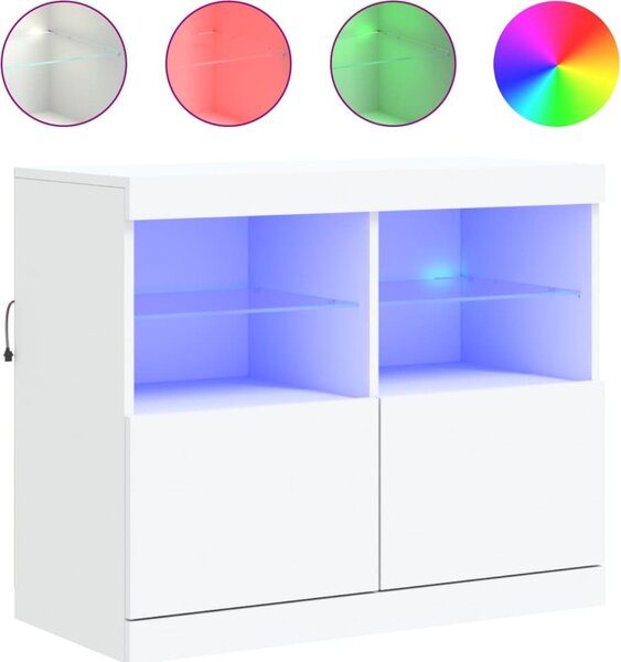 Komoda s LED svetlami biela 81x37x67 cm