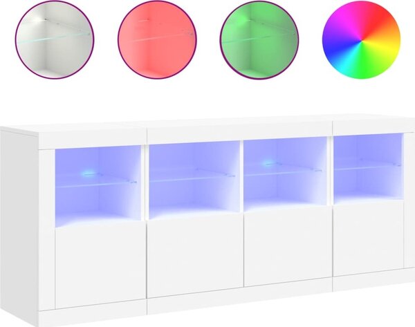 Komoda s LED svetlami biela 163x37x67 cm