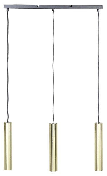 Závesná lampa mosadzná oceľová 100 cm s 3 tienidlami moderný dizajn svietidlo do kuchyne a obývacej izby