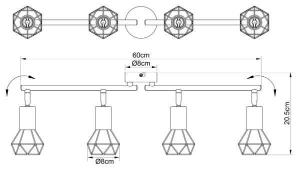 Globo 54802S-4AB - Bodové svietidlo XARA 4xE14/40W/230V