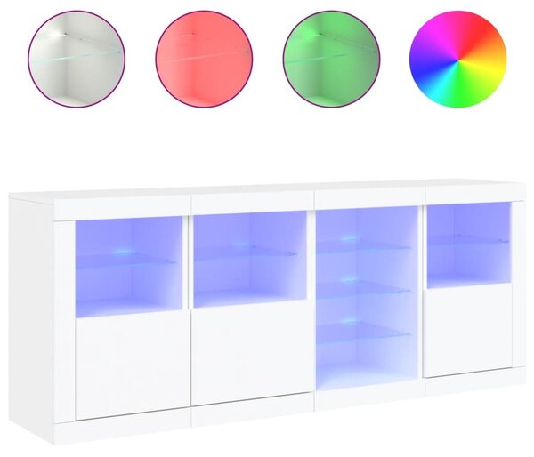 Komoda s LED svetlami biela 164x37x67 cm