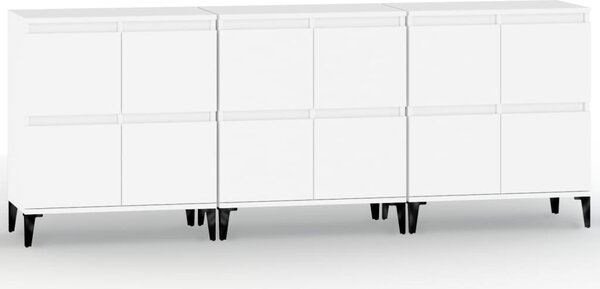 Komody 3 ks biele 60x35x70 cm kompozitné drevo