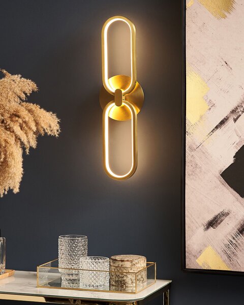 Nástenná LED lampa zlaté kovové tienidlo LED teplé biele svetlo dekoratívne dizajnové osvetlenie