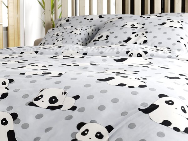 Obliečky z mikrovlákna PANDA sivé Rozmer obliečky: 70 x 80 cm | 140 x 200 cm