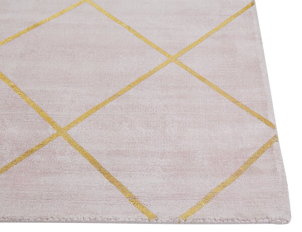 Koberec so vzorom z ružového zlata 80 x 150 cm viskóza geometrický vzor obývacia izba spálňa