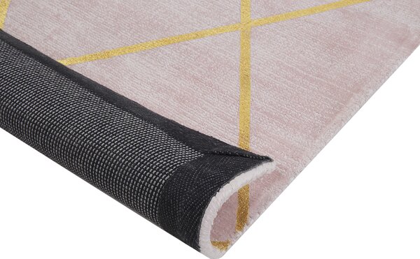 Koberec so vzorom z ružového zlata 80 x 150 cm viskóza geometrický vzor obývacia izba spálňa